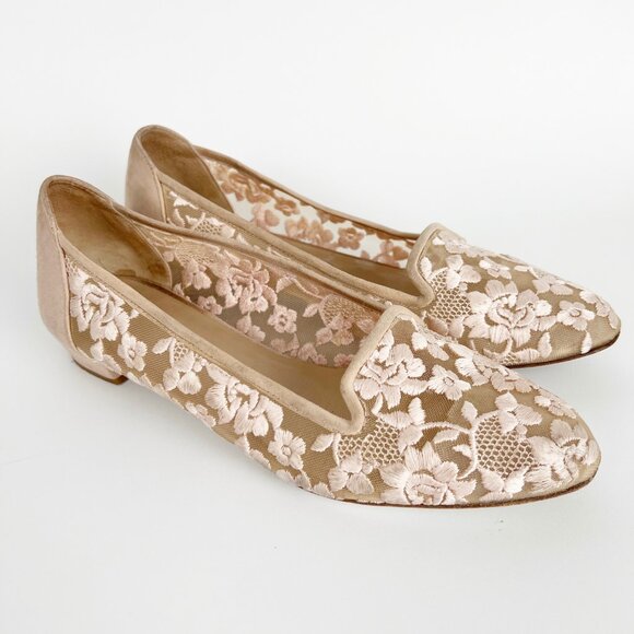 Ron White Helene Embroidered Lace Flats Vintage Inspired Retro Wedding Bridal - Picture 2 of 9